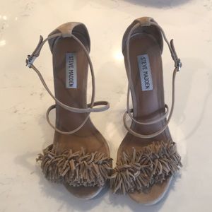 Steve Madden Franceli Tan Fringe Heels